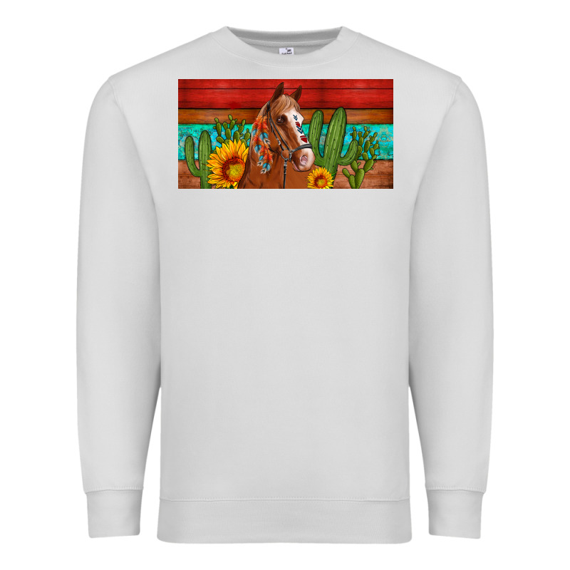 Aztec Horse Cactus And Sunflowers License Plate Template Premium Sweatshirt by Artiststas | Teevron