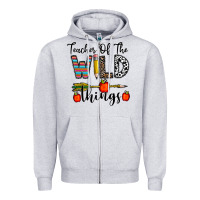 Heather Grey teacher of the wild things Zipper Hoodie - CowhideDigitalArt