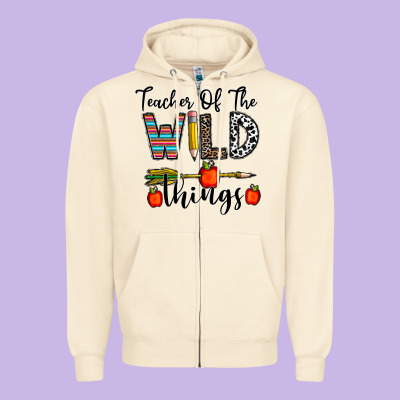 Teacher Of The Wild Things Zipper Hoodie Designed By Cowhidedigitalart