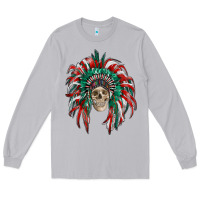 Moon Dust mexican flag indian headdress with  skull Long Sleeve Tee - RanaPortraitStore