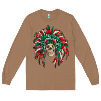 Toasted Coconut mexican flag indian headdress with  skull Long Sleeve Tee - RanaPortraitStore