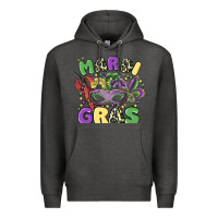 Charcoal Heather mardi gras Premium Hoodie - MaliasSmallBusiness