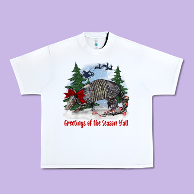 Greetings Of The Season Y'all With Armadillo Urban Heavy Tee Designed By Barkaloodesign