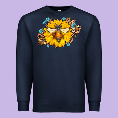 Bee Sunflower Leopard Premium Sweatshirt Designed By Adodesignshop