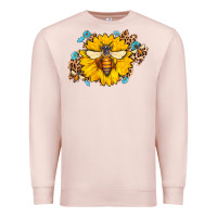 Pale Pink bee sunflower leopard Premium Sweatshirt - AdoDesignShop