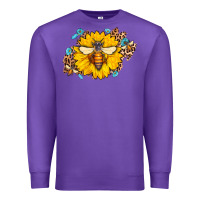 Purple bee sunflower leopard Premium Sweatshirt - AdoDesignShop