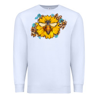 White bee sunflower leopard Premium Sweatshirt - AdoDesignShop