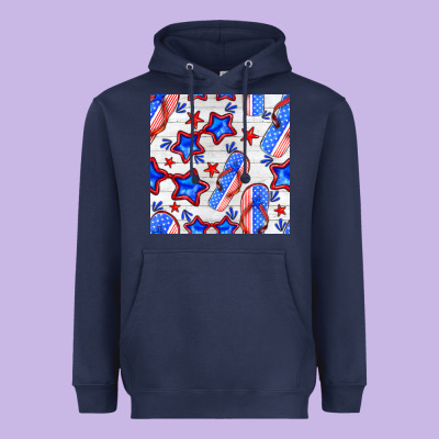 4th Of July Flip Flops Seamless Pattern Heavyweight Hoodie Designed By Bundleandbundleshop