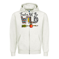 Oatmeal Heather teacher of the wild Zipper Hoodie - CowhideDigitalArt