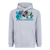 Heather Grey peace love winter ado Heavyweight Hoodie - AdoDesignShop