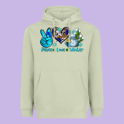 Peace Love Winter Ado Heavyweight Hoodie Designed By Adodesignshop