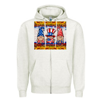 Oatmeal Heather usa gnome Zipper Hoodie - HRA Design Shop