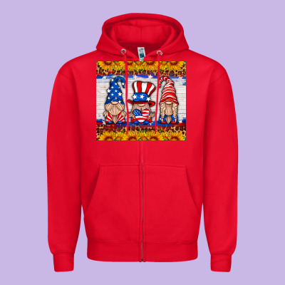 Usa Gnome Zipper Hoodie Designed By Hra Design Shop