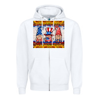 White usa gnome Zipper Hoodie - HRA Design Shop