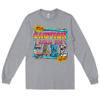 Heather Grey caution i really don't care Long Sleeve Tee - Zillion Design Studio
