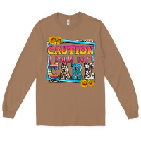 Toasted Coconut caution i really don't care Long Sleeve Tee - Zillion Design Studio