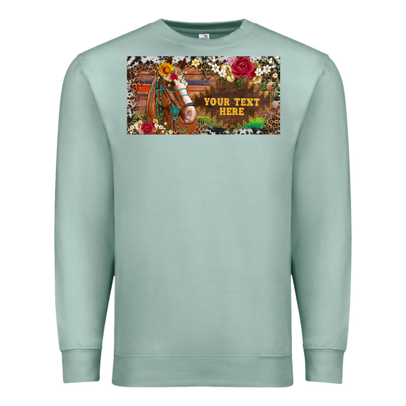 (preview)western Turquoise Gemstone Horse Cowhide Leopard Floral Backg Premium Sweatshirt by Artiststas | Teevron