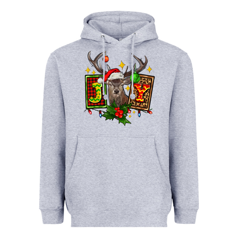 Joy With Reindeer Ado Heavyweight Hoodie by AdoDesignShop | Teevron