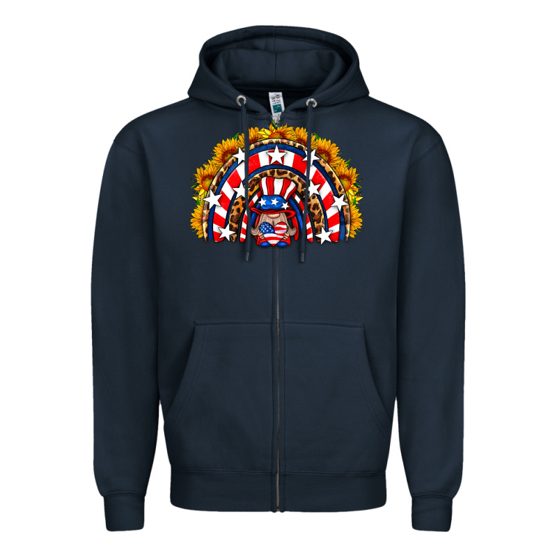 Usa Gnome Sunflower Rainbow Zipper Hoodie by HRA Design Shop | Teevron