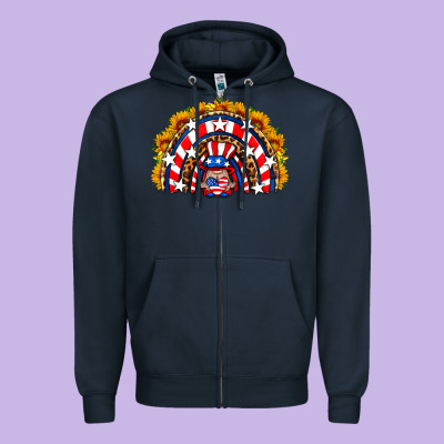 Usa Gnome Sunflower Rainbow Zipper Hoodie Designed By Hra Design Shop