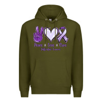 Army Green Peace love cure Testicular Cancer Premium Hoodie - NancyCooperArtShop
