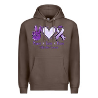 Coffee Peace love cure Testicular Cancer Premium Hoodie - NancyCooperArtShop