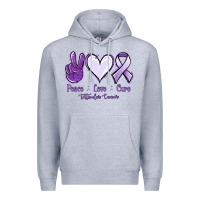 Heather Grey Peace love cure Testicular Cancer Premium Hoodie - NancyCooperArtShop