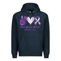 Navy Peace love cure Testicular Cancer Premium Hoodie - NancyCooperArtShop
