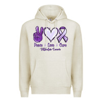 Oatmeal Heather Peace love cure Testicular Cancer Premium Hoodie - NancyCooperArtShop