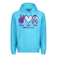 Ocean Blue Peace love cure Testicular Cancer Premium Hoodie - NancyCooperArtShop