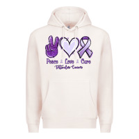 Pale Pink Peace love cure Testicular Cancer Premium Hoodie - NancyCooperArtShop