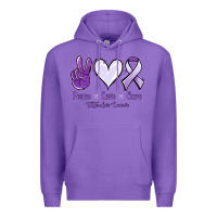 Purple Peace love cure Testicular Cancer Premium Hoodie - NancyCooperArtShop