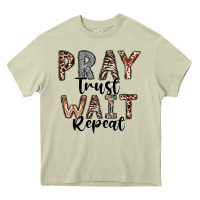 Mossy Pray Trust Wait Repeat Heavy Core Tee - CowhideDigitalArt