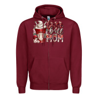 Burgundy baseball mom coffee Zipper Hoodie - RacoonDesign