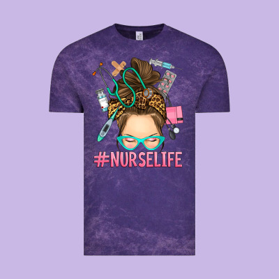 Vintage Tee messy bun nurse life