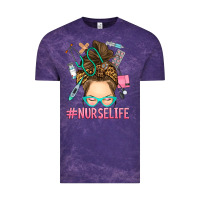 Cloud Purple messy bun nurse life Vintage Tee - RanaPortraitStore