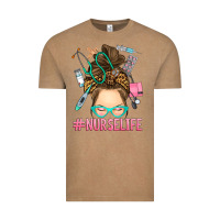Vintage Coffee messy bun nurse life Vintage Tee - RanaPortraitStore