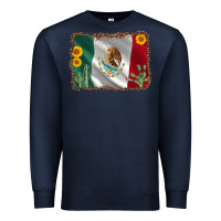 Navy mexico flag sunflower cactus Premium Sweatshirt - AdoDesignShop