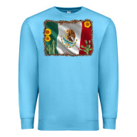 Ocean Blue mexico flag sunflower cactus Premium Sweatshirt - AdoDesignShop