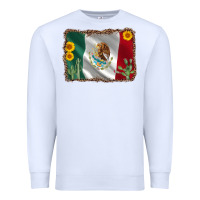 White mexico flag sunflower cactus Premium Sweatshirt - AdoDesignShop