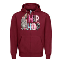 Burgundy Easter Day Hip hop bunny Zipper Hoodie - OliviaCreatesArt