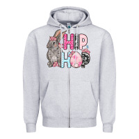 Heather Grey Easter Day Hip hop bunny Zipper Hoodie - OliviaCreatesArt