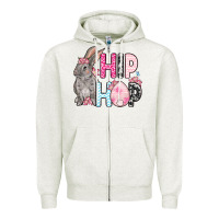 Oatmeal Heather Easter Day Hip hop bunny Zipper Hoodie - OliviaCreatesArt