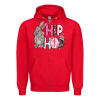 Red Easter Day Hip hop bunny Zipper Hoodie - OliviaCreatesArt