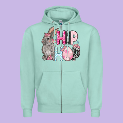 Easter Day Hip Hop Bunny Zipper Hoodie Designed By Oliviacreatesart