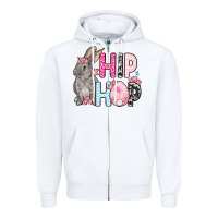 White Easter Day Hip hop bunny Zipper Hoodie - OliviaCreatesArt
