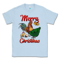 Dusty Blue merry christmas chickens Classic Tee - RanaPortraitStore