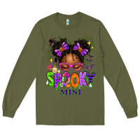 Army Green Spooky Mini Halloween Messy Bun Long Sleeve Tee - texasbilliewilder
