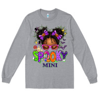 Heather Grey Spooky Mini Halloween Messy Bun Long Sleeve Tee - texasbilliewilder
