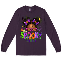 Plum Spooky Mini Halloween Messy Bun Long Sleeve Tee - texasbilliewilder